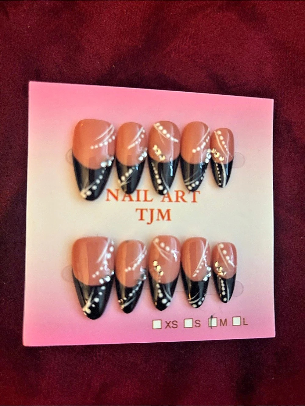 Pink & Black Nail Art Press-On Nails